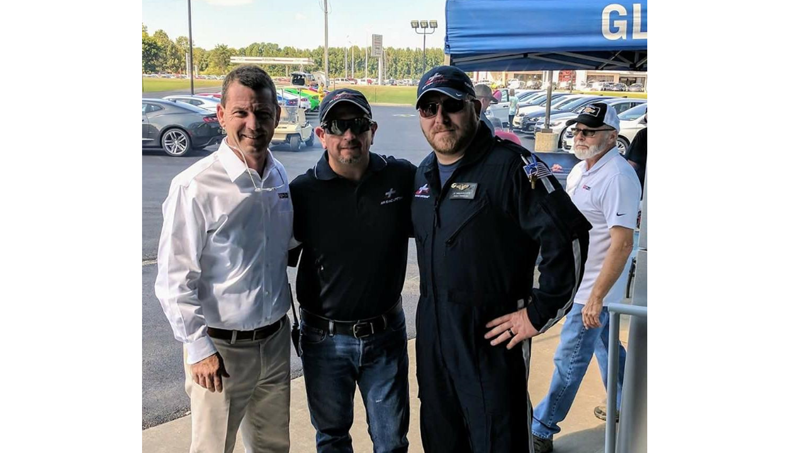 in frame three people